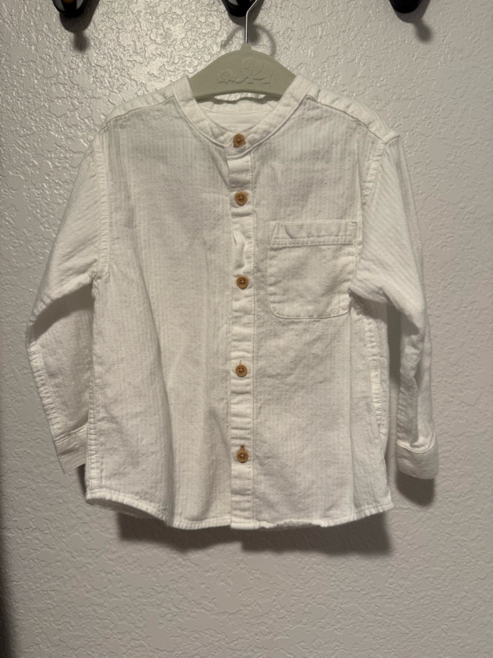 Zara Boys White Band-Collar Button-Front Shirt
